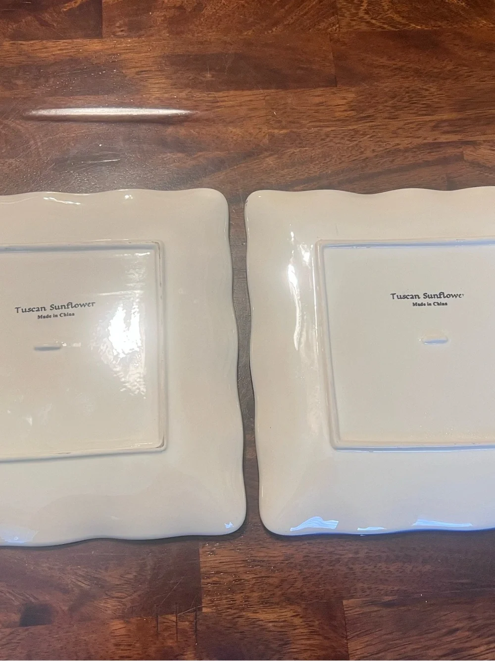Tuscan Sunflower Dinner Plates Set of 2 10in Square Ceramic Floral Blue Yellow